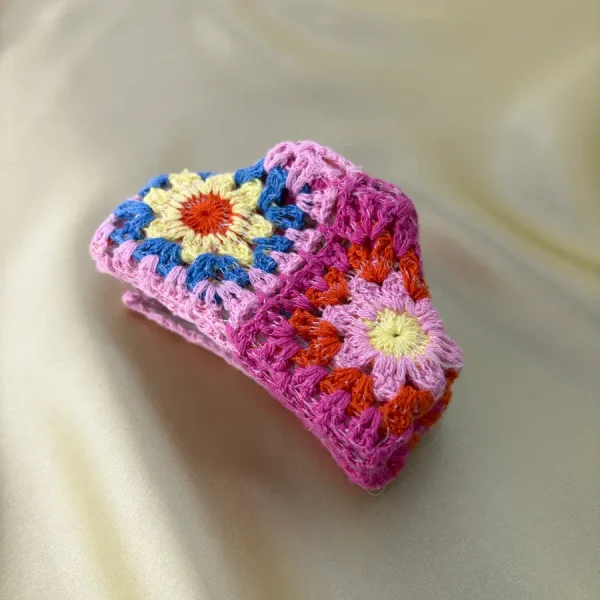 Ariel Crochet Hair Claw – Floral Knit Statement Accessory