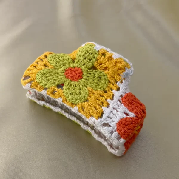 Ariel Crochet Hair Claw – Floral Knit Statement Accessory