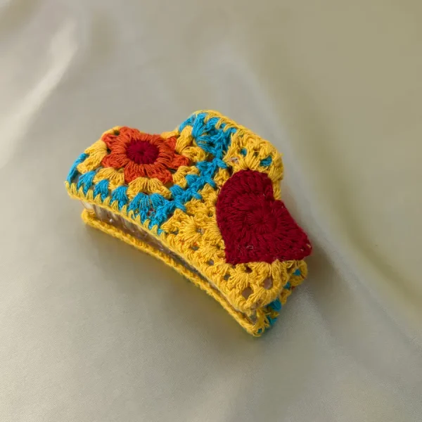 Ariel Crochet Hair Claw – Floral Knit Statement Accessory