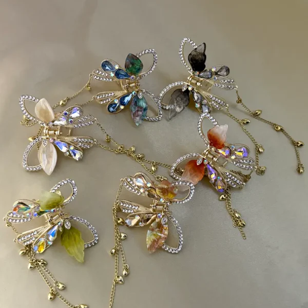 Crystal Butterfly Claw – Diamond & Beaded Hair Accessory